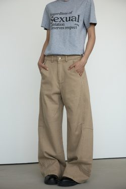 Unisex Retro Wide-Leg Trousers with Tailored Curved Blade Design - Casual Straight Loose Pants for 90s Inspired Style