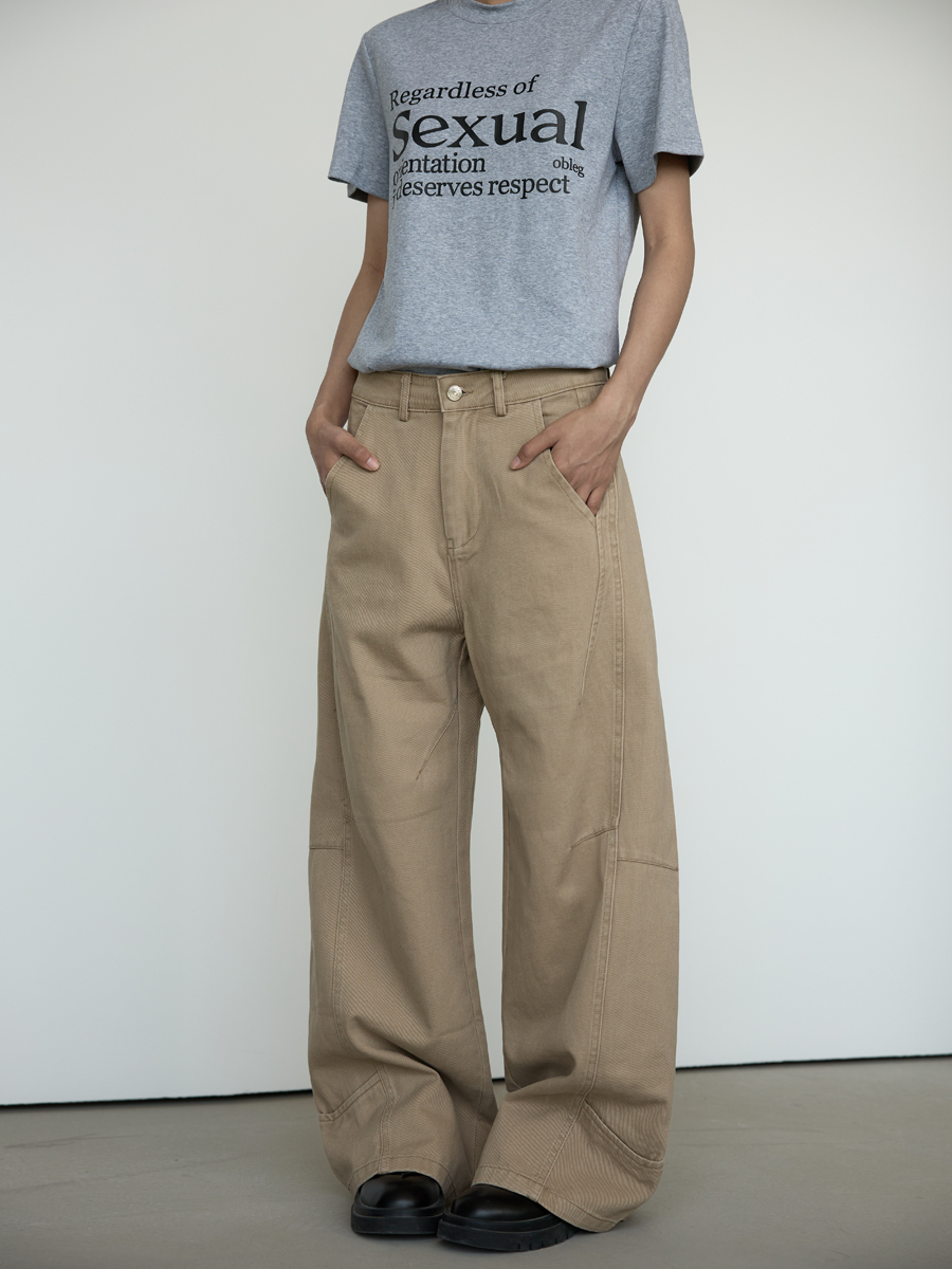 Unisex Retro Wide-Leg Trousers with Tailored Curved Blade Design - Casual Straight Loose Pants for 90s Inspired Style Unisex Retro Wide-Leg Trousers with Tailored Curved Blade Design - Casual Straight Loose Pants for 90s Inspired Style