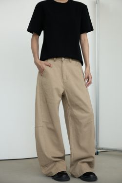 Unisex Retro Wide-Leg Trousers with Tailored Curved Blade Design - Casual Straight Loose Pants for 90s Inspired Style