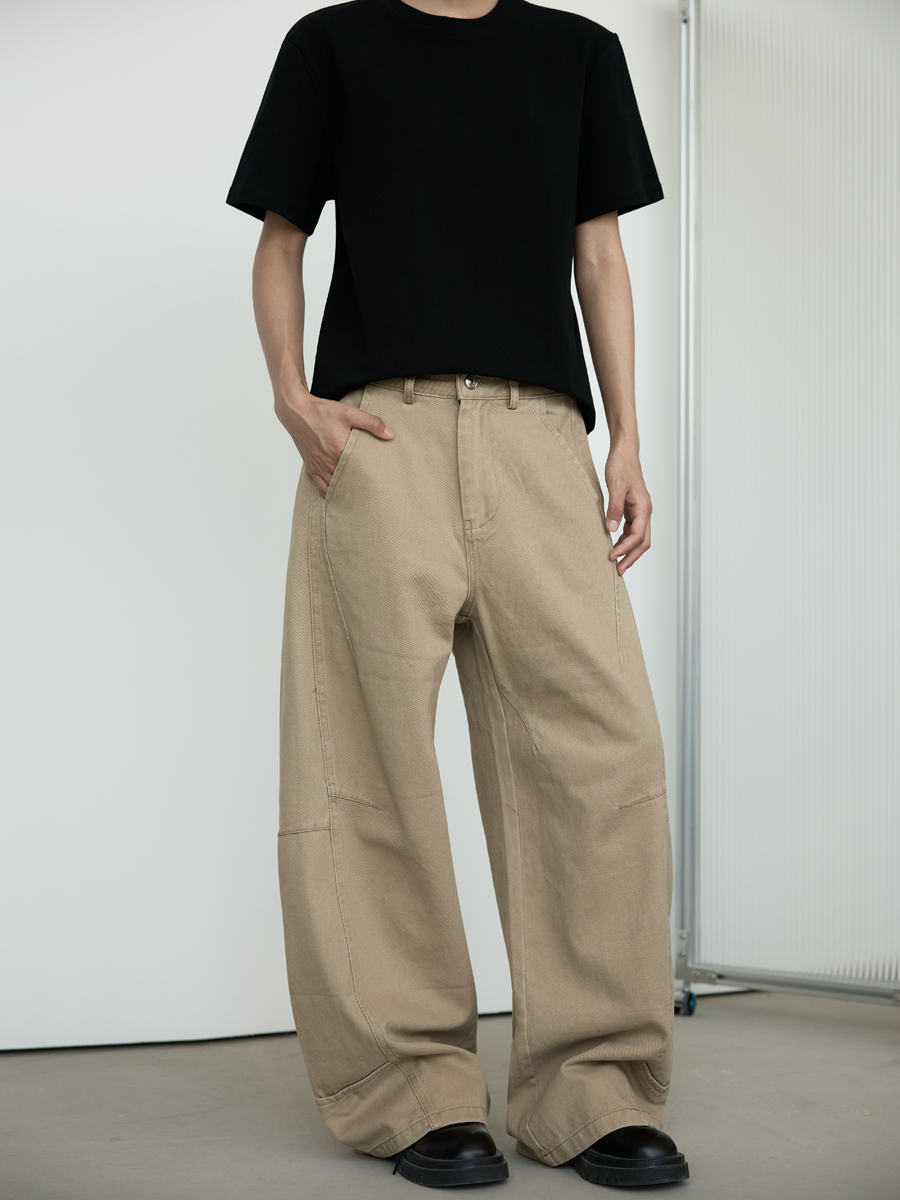 Unisex Retro Wide-Leg Trousers with Tailored Curved Blade Design - Casual Straight Loose Pants for 90s Inspired Style Unisex Retro Wide-Leg Trousers with Tailored Curved Blade Design - Casual Straight Loose Pants for 90s Inspired Style