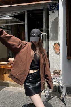 Unisex Ripped Western Style Jacket - Retro American Trendy Loose Short Workwear for Couples