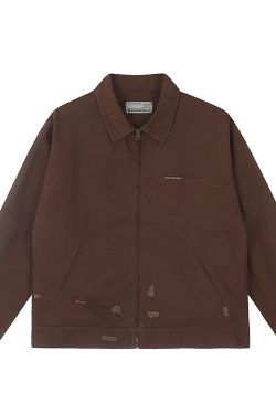 Unisex Ripped Western Style Jacket - Retro American Trendy Loose Short Workwear for Couples