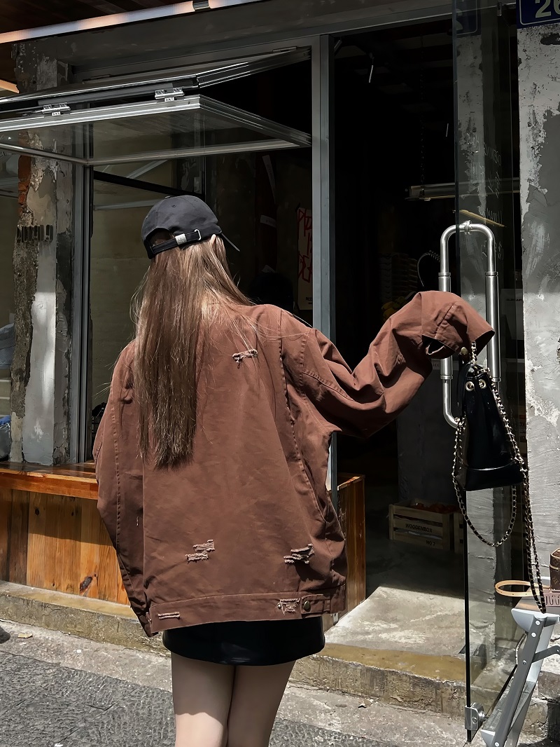 Unisex Ripped Western Style Jacket - Retro American Trendy Loose Short Workwear for Couples Unisex Ripped Western Style Jacket - Retro American Trendy Loose Short Workwear for Couples