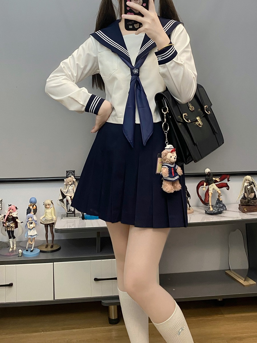 Unisex Sailor Suit Set - Authentic JK Uniform with Long & Short Sleeves, Basic White, Three-Volume Design for Middle School Style Unisex Sailor Suit Set - Authentic JK Uniform with Long & Short Sleeves, Basic White, Three-Volume Design for Middle School Style