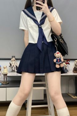 Unisex Sailor Suit Set - Authentic JK Uniform with Long & Short Sleeves, Basic White, Three-Volume Design for Middle School Style