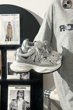 Unisex Silver Mesh Dad Shoes - Breathable Summer Sports Sneakers for Women - Versatile 2025 Style