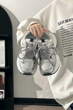 Unisex Silver Mesh Dad Shoes - Breathable Summer Sports Sneakers for Women - Versatile 2025 Style