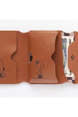Unisex Snoopy Cartoon Coin Purse - Stylish Three-Fold PU Leather Wallet for Daily Use, Trendy and Functional
