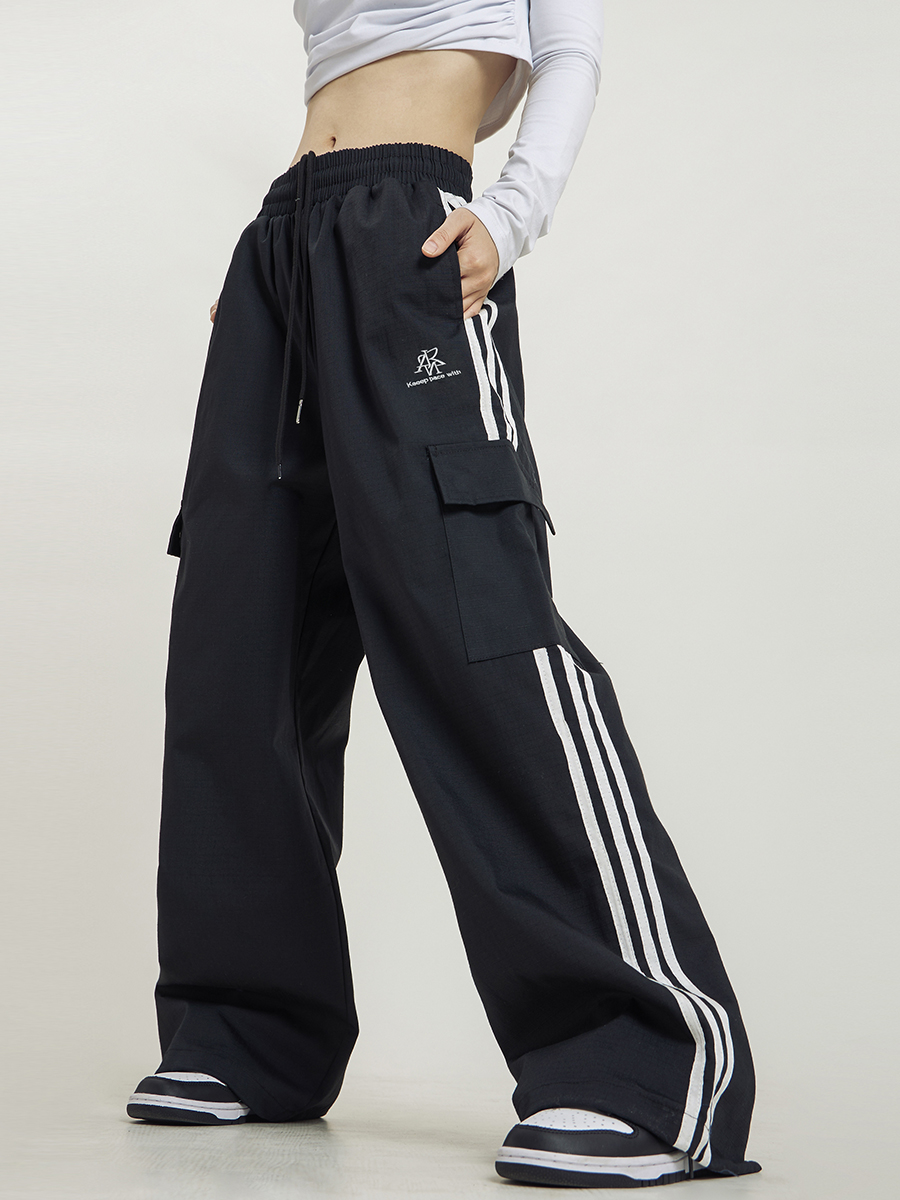 Unisex Straight Leg Three Stripe Athletic Pants for Jazz Dance - Casual Sportswear Inspired by American Workwear Unisex Straight Leg Three Stripe Athletic Pants for Jazz Dance - Casual Sportswear Inspired by American Workwear