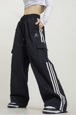 Unisex Straight Leg Three Stripe Athletic Pants for Jazz Dance - Casual Sportswear Inspired by American Workwear