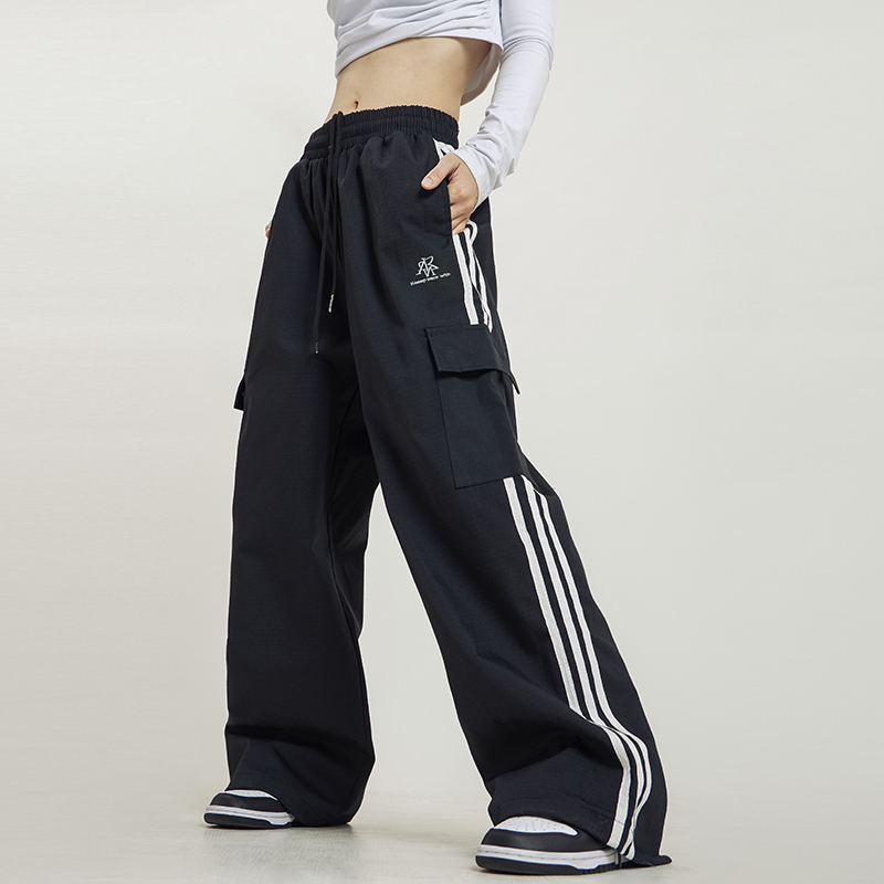 Unisex Straight Leg Three Stripe Athletic Pants for Jazz Dance - Casual Sportswear Inspired by American Workwear Unisex Straight Leg Three Stripe Athletic Pants for Jazz Dance - Casual Sportswear Inspired by American Workwear
