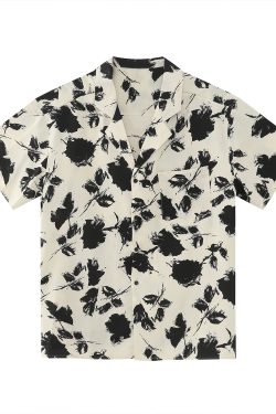 Unisex Summer Floral Cuban Collar Shirt - Retro Vintage Loose Fit Beachwear in Korean Style