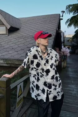 Unisex Summer Floral Cuban Collar Shirt - Retro Vintage Loose Fit Beachwear in Korean Style