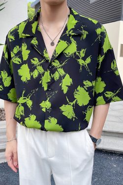 Unisex Summer Floral Cuban Collar Shirt - Retro Vintage Loose Fit Beachwear in Korean Style