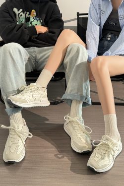 Unisex Summer Mesh Sneakers - Breathable Soft Sole White Sports Shoes, Versatile Dad Shoes for Casual and Active Wear