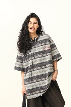 Unisex Tie-Dye Striped Short Sleeve T-Shirt - 2025 Summer American Vintage Style, Trendy 90s Inspired Top