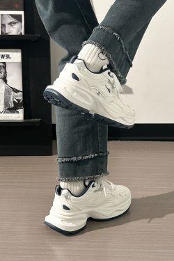 Unisex Versatile Mesh Breathable Dad Shoes - Soft Sole White Sneakers for Summer 2025 Sports Style