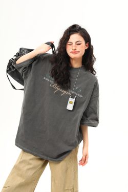 Unisex Vintage American Retro Washed Heavyweight Short-Sleeve T-Shirt, Loose Casual 90s Style Half-Sleeve Tee