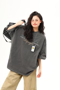 Unisex Vintage American Retro Washed Heavyweight Short-Sleeve T-Shirt, Loose Casual 90s Style Half-Sleeve Tee