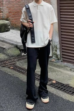 Unisex Vintage American-Style Textured Jacquard Polo Shirt - Summer Loose Casual Short Sleeve for Men & Women