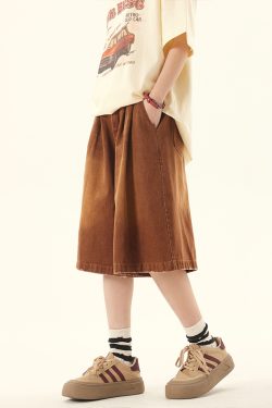 Unisex Vintage Retro Denim Shorts - Loose Wide-Leg Five-Point Pants for Couples - Versatile American Style Fashion