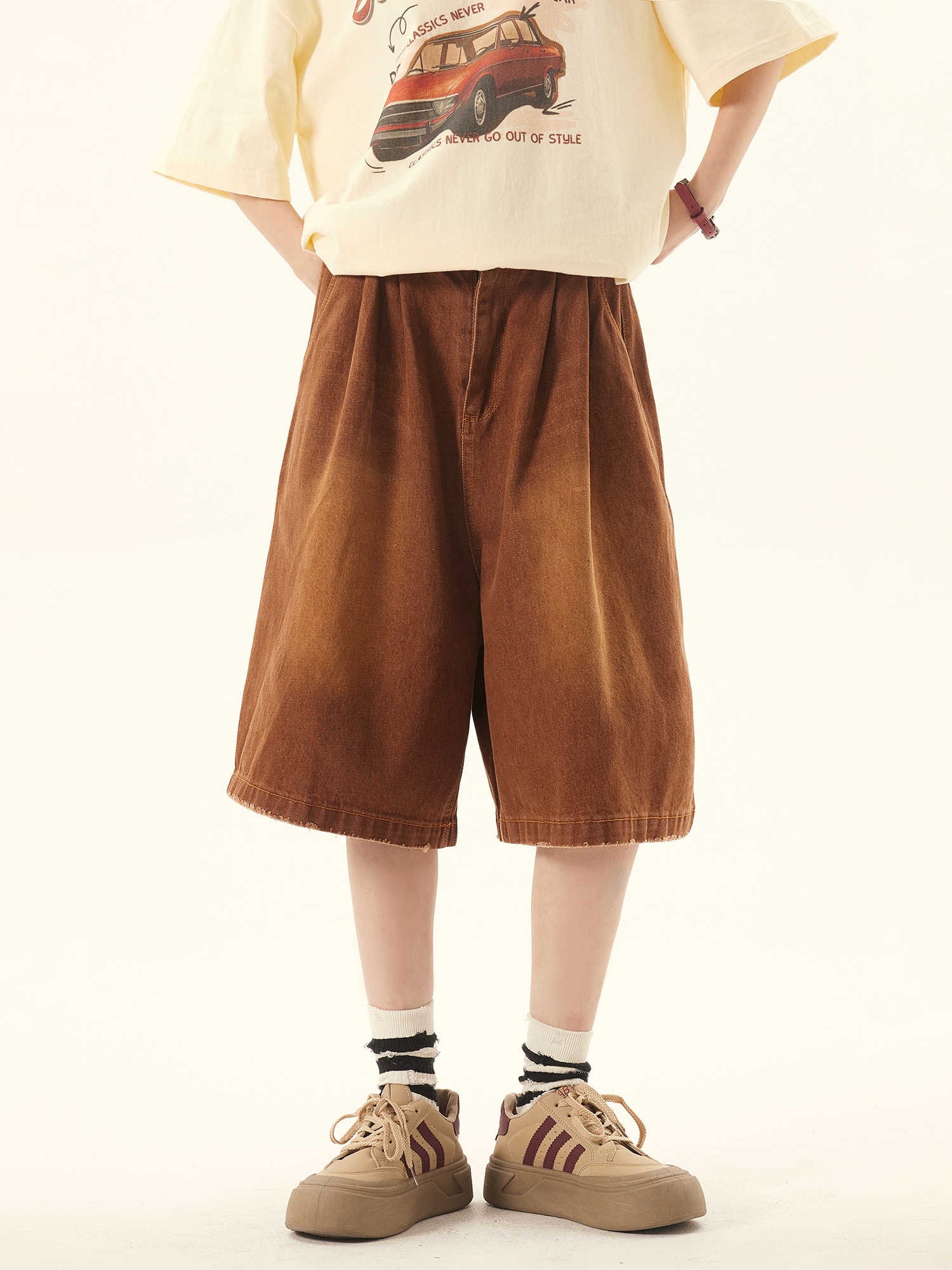 Unisex Vintage Retro Denim Shorts - Loose Wide-Leg Five-Point Pants for Couples - Versatile American Style Fashion Unisex Vintage Retro Denim Shorts - Loose Wide-Leg Five-Point Pants for Couples - Versatile American Style Fashion