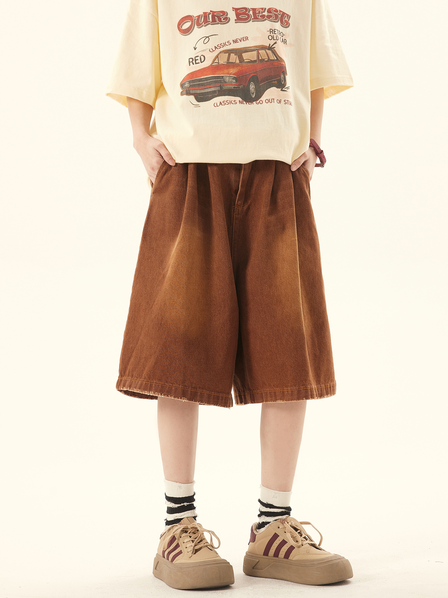 Unisex Vintage Retro Denim Shorts - Loose Wide-Leg Five-Point Pants for Couples - Versatile American Style Fashion Unisex Vintage Retro Denim Shorts - Loose Wide-Leg Five-Point Pants for Couples - Versatile American Style Fashion