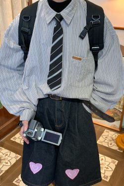 Unisex Vintage Striped Long Sleeve Shirt - Handmade Versatile Tie Top for Spring & Autumn, Relaxed Fit Fashion Essential