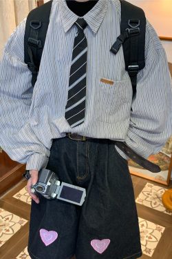 Unisex Vintage Striped Long Sleeve Shirt - Handmade Versatile Tie Top for Spring & Autumn, Relaxed Fit Fashion Essential