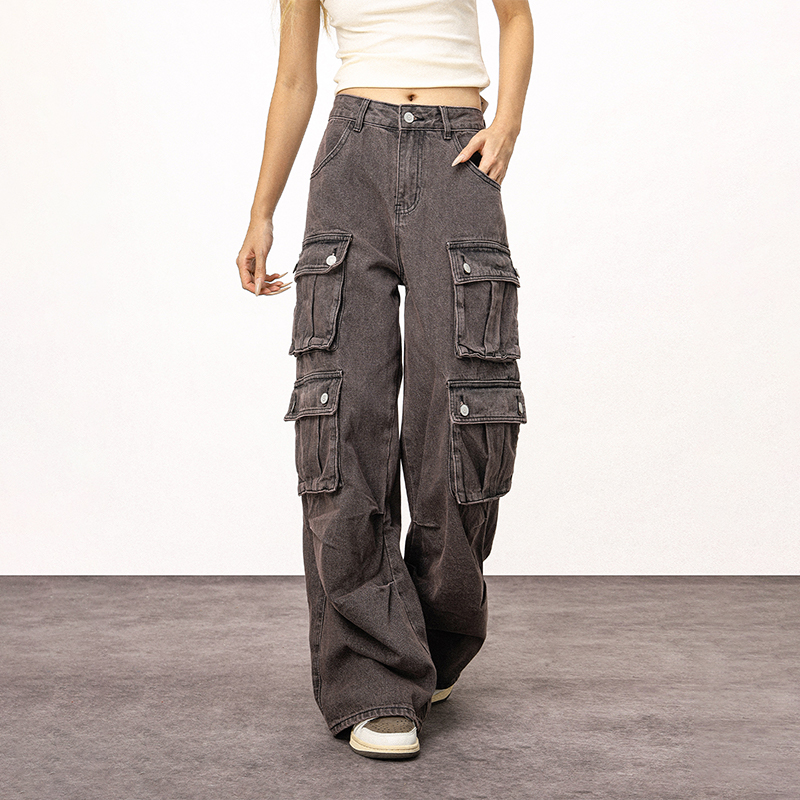 Unisex Vintage Washed Black Straight Leg Jeans - Casual American Style Work Pants for Everyday Wear Unisex Vintage Washed Black Straight Leg Jeans - Casual American Style Work Pants for Everyday Wear