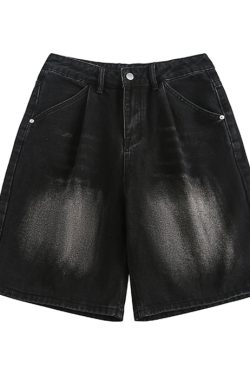 Unisex Wide-Leg Denim Shorts in Washed Blue - American Street Style Loose-Fit Summer Five-Point Pants for Casual Wear