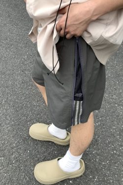 Unisex Zip Striped Nylon Casual Shorts - American Style Quick-Dry Breathable Loose-Fit Summer Five-Point Pants