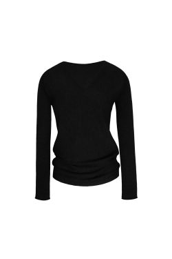 V-Neck Batwing Sleeve Knitted Wool Top - Cozy, Chic, Perfect for Layering, Fall Fashion Essential