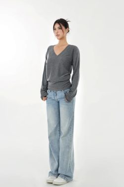 V-Neck Batwing Sleeve Knitted Wool Top - Cozy, Chic, Perfect for Layering, Fall Fashion Essential