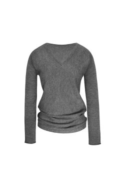V-Neck Batwing Sleeve Knitted Wool Top - Cozy, Chic, Perfect for Layering, Fall Fashion Essential