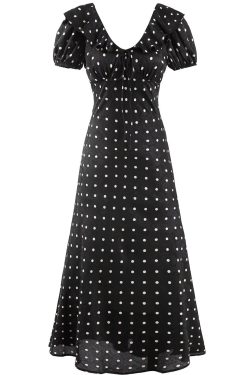 V-Neck Floral Maxi Dress for Women - Vintage 2025 Summer Vacation Style - Black - Elegant Anti-Aging Design