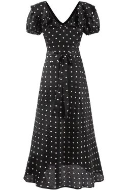 V-Neck Floral Maxi Dress for Women - Vintage 2025 Summer Vacation Style - Black - Elegant Anti-Aging Design