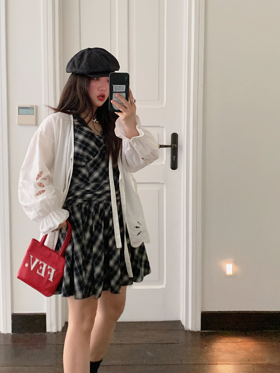 V-Neck Plaid Dress for Women, Sleeveless Summer 2025 Plus Size Short Skirt for Curvy Figures, Trendy Casual Style V-Neck Plaid Dress for Women, Sleeveless Summer 2025 Plus Size Short Skirt for Curvy Figures, Trendy Casual Style