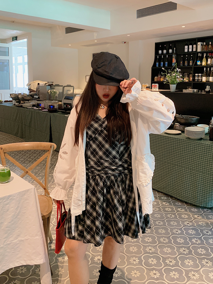 V-Neck Plaid Dress for Women, Sleeveless Summer 2025 Plus Size Short Skirt for Curvy Figures, Trendy Casual Style V-Neck Plaid Dress for Women, Sleeveless Summer 2025 Plus Size Short Skirt for Curvy Figures, Trendy Casual Style