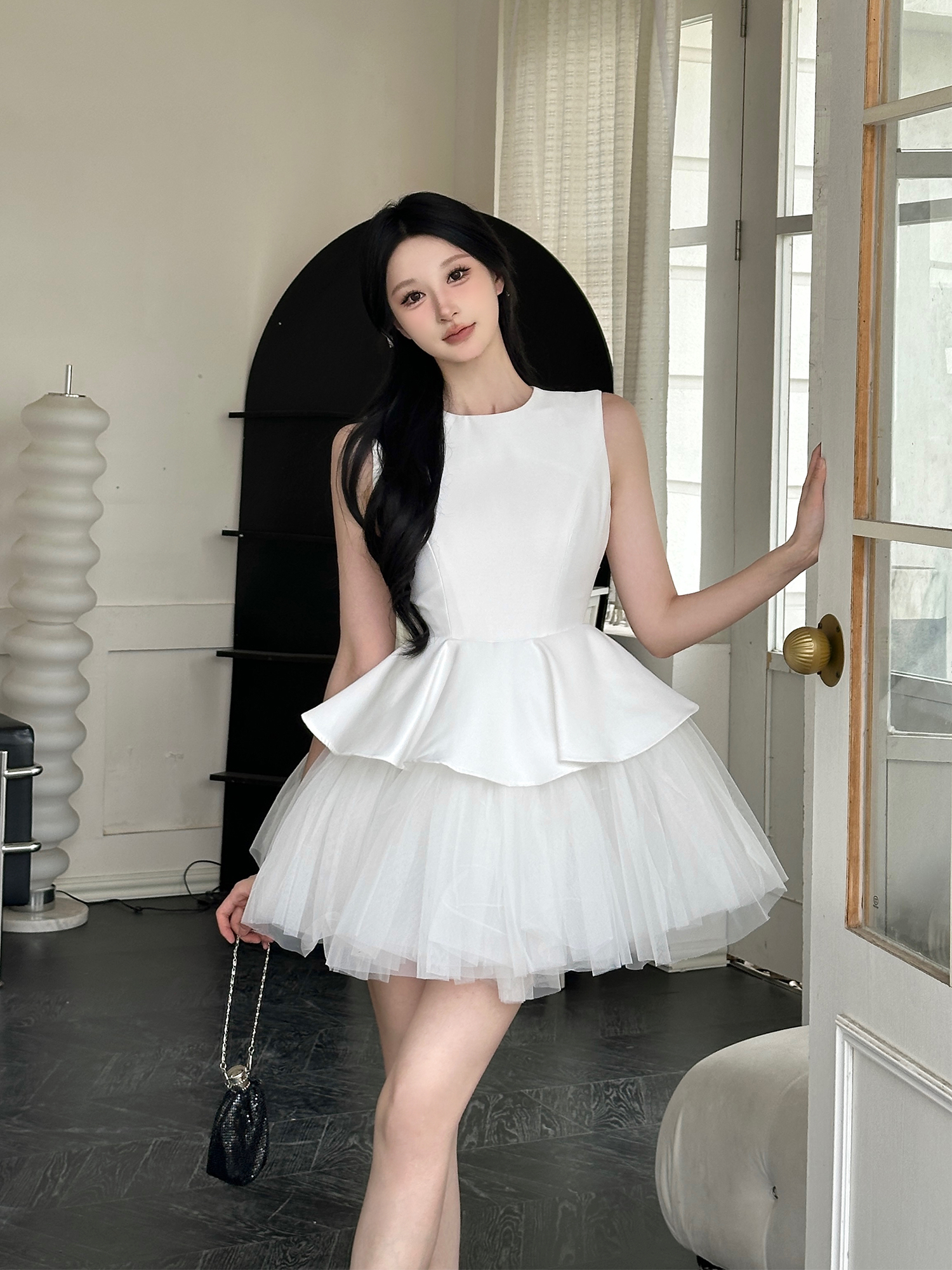 Velvet Spliced Ballet Skirt and Mesh Sleeveless Vest Dress - Princess Style Puff Skirt, Y2K Fashion, 90s Inspired Velvet Spliced Ballet Skirt and Mesh Sleeveless Vest Dress - Princess Style Puff Skirt, Y2K Fashion, 90s Inspired