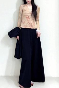 Versatile Black Floor-Length A-Line Skirt for Spring and Summer, Casual Sports Leisure Style, Perfect for Everyday Wear