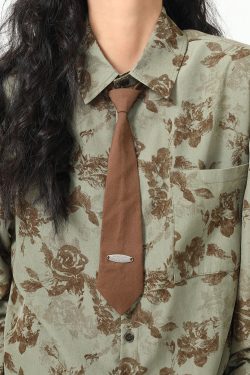 Versatile Brown Tie Melard Shirt - Portable Fashion Essential for Any Occasion, Perfect for Layering and Styling