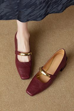 Versatile Italian One-Strap Mary Jane Shoes for Women – Genuine Leather, Square Toe, High Heels, Trendy Fashion Footwear