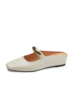 Versatile One-Strap Mary Jane Shoes for Women in Genuine Leather - French Gentle Style Shallow Mouth Flats