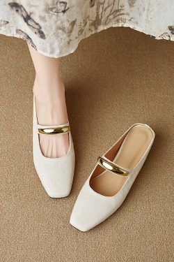 Versatile One-Strap Mary Jane Shoes for Women in Genuine Leather - French Gentle Style Shallow Mouth Flats