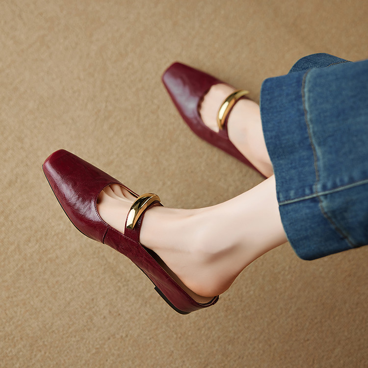 Versatile One-Strap Mary Jane Shoes for Women in Genuine Leather - French Gentle Style Shallow Mouth Flats Versatile One-Strap Mary Jane Shoes for Women in Genuine Leather - French Gentle Style Shallow Mouth Flats
