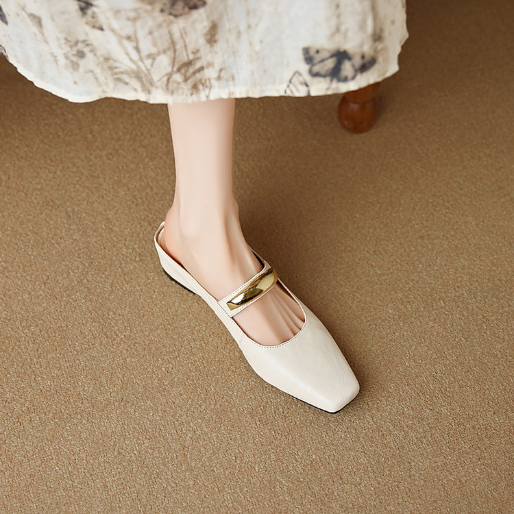 Versatile One-Strap Mary Jane Shoes for Women in Genuine Leather - French Gentle Style Shallow Mouth Flats Versatile One-Strap Mary Jane Shoes for Women in Genuine Leather - French Gentle Style Shallow Mouth Flats