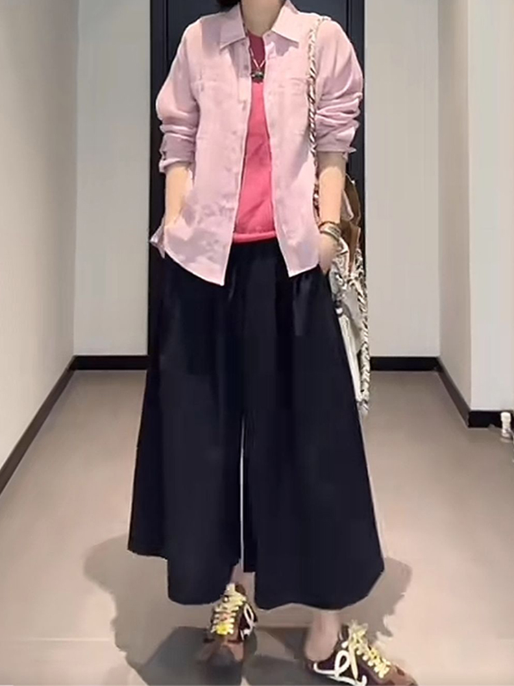 Versatile Plus Size Wide-Leg Pants for Women - Loose-Fit, Elastic Waist, Hip-Covering, Casual Style, Perfect for Everyday Wear Versatile Plus Size Wide-Leg Pants for Women - Loose-Fit, Elastic Waist, Hip-Covering, Casual Style, Perfect for Everyday Wear