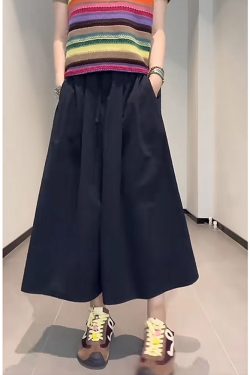 Versatile Plus Size Wide-Leg Pants for Women - Loose-Fit, Elastic Waist, Hip-Covering, Casual Style, Perfect for Everyday Wear