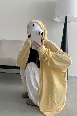 Versatile Slim Fit Loose Hooded Zip-Up Sweatshirt for Women - Cool Feeling Solid Color Sun Protection for Summer
